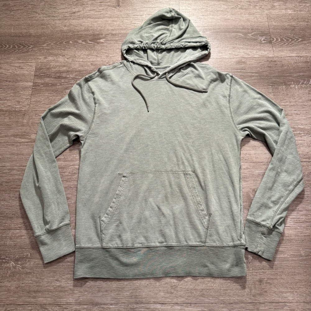J Crew Hoodie Mens Small Green Slub Cotton Garment-Dyed Minimalist Classiccore